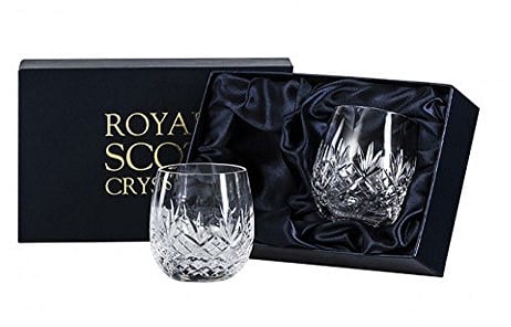 Royal Scot Crystal Hand Cut Crystal Glass Gin & Tonic G&T Barrel Tumbler 350ml 12oz Edinburgh Design | Set of 2 | Presentation Box
