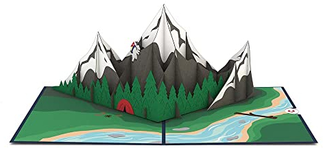 Lovepop® 3D Pop-Up Karte Berge & Täler Grußkarte für Bergsteiger, Abenteurer, Bergliebhaber, Wanderer für Urlaub, Geburtstag mountain card | inkl. Umschlag & Versteckfach für Geld & Gutscheine