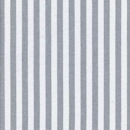 Textiles français 100% Baumwolle Stoff | 1 cm Streifen - Grau und weiβ | Stoffbreite: 150cm (pro Laufmeter)*