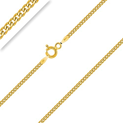 PLANETYS - Flache Panzerkette Diamantiert 925 Sterling Silber 18K Vergoldet Kette - Halskette - 1.5 mm Breite Längen 40 cm