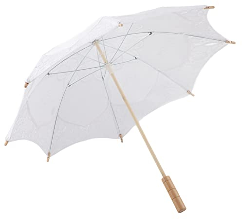 Haofy Spitze Regenschirm Brautschirm Dame Hochzeitsschirm Sonnenschirm Sonnenschirme Holzstickerei Sonnenschirm Hochzeit Braut Fotografie Regenschirm Fotografie Requisiten(L-Weiß1)