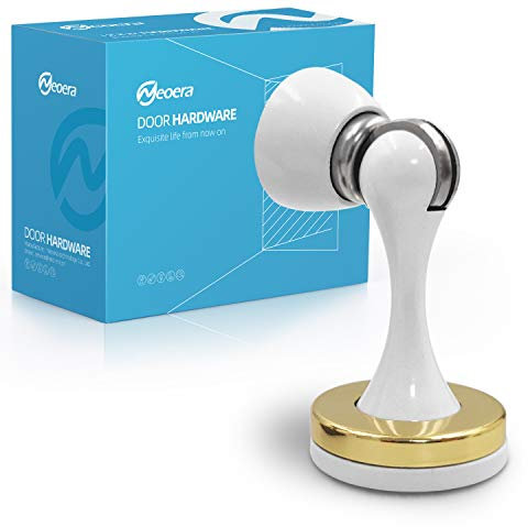 Neoera Magnetic Door Stop（White-Gold Color） Door Stopper Strong Magnetic Door Catch for Hold Door Open, Anti-Rust, Heavy Duty for Various Door Types, Wall & Floor Mount 1Pack