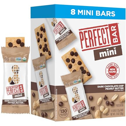 Perfect Bar Mini Dark Chocolate Chip Peanut Butter Protein Bar, Organic, 8 count, .88 oz
