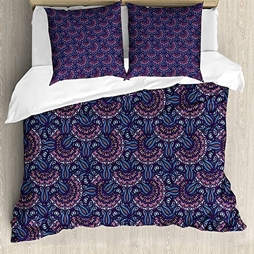 ABAKUHAUS Orient Bettbezug Set für Einzelbetten, Naturmotive, Milbensicher Allergiker geeignet mit Kissenbezug, 155 cm x 200 cm - 80 x 80 cm, Mehrfarbig