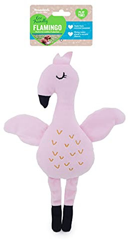 Rosewood Umweltfreundliches Plüsch-Flamingo-Hundespielzeug mit Quietscher, aus recycelten Kunststoffflaschen, gemischt