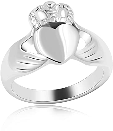 Uloveido Edelstahl Irish Claddagh Herz Krone Ring Hochzeit Versprechen Hoch Poliert Freundschaft Schmuck für Frauen Mädchen Y981