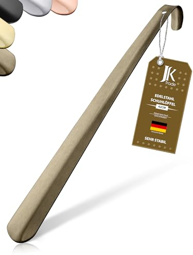 JK Trade® Chausse-pied stable en acier inoxydable de 42 cm | Chausse-pied long en acier inoxydable pour se tenir debout | Rapide et confortable au dos | Longueur et largeur optimisées