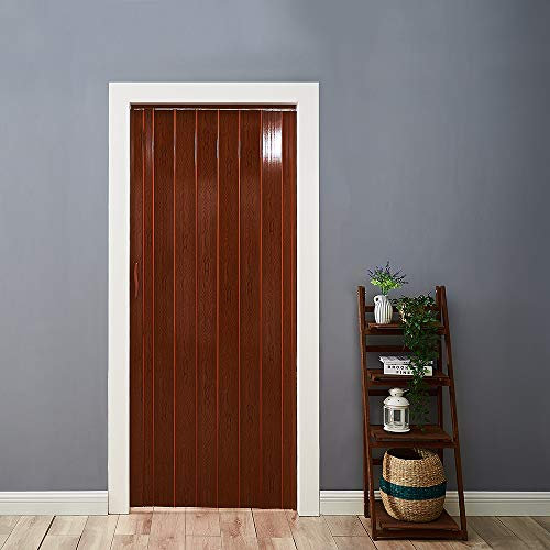 Folding Door Natural Pine Effect PVC Internal Accordion Concertina Sliding Door Thickness:6mm or 12mm (Thickness 12mm, Brown)
