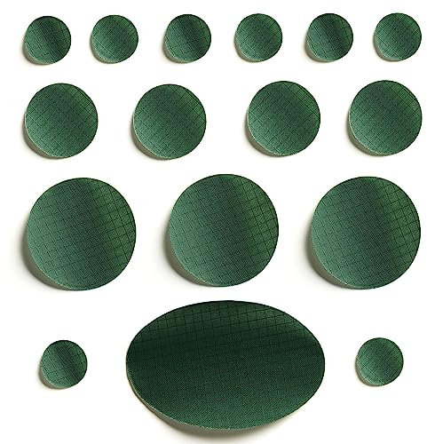 PERFECT PATCH KIT - Self-Adhesive Down Jacket Repair Patches | Waterproof, Tear-Resistant, Pre-Cut Nylon Patches | 16-Piece Set for Down Coats, Sleeping Bags, Tents, & Outdoor Gear - Bottle Green