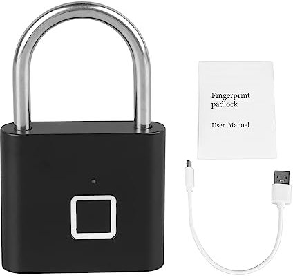 Cadenas Empreinte Digitale Cadenas Bluetooth sans clé étanche Biométrique Serrure électronique pour TUYA APP Contrôle USB Rechargeable Serrure (Noir)