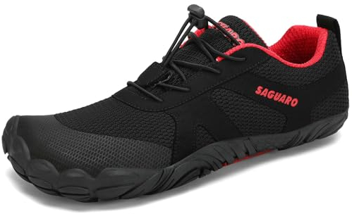 SAGUARO Barfußschuhe Damen Herren Zehenschuhe Traillaufschuhe Weich Bequem Barfussschuhe Fitnessschuhe Männer Frauen Trainingsschuhe für Joggen Laufen Wandern, Ruß Schwarz, 46 EU