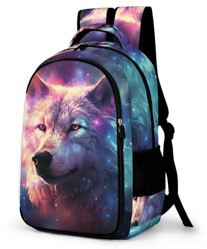 WCEECE Schulrucksack Jungen Teenager Personalisierter Tier Wolf Wölfe Schulranzen Wasserdichter Großer Rucksack Jugend,Kinderrucksack