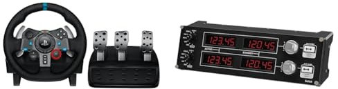 Logitech G29 Driving Force Racing Wheel and Floor Pedals, Real Force Feedback & Saitek Pro Flight Radio Panel, Professional Simulation Radio Controller, 4 Separate Led Displays