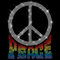 Glitzerdeals Bügelbilder Karneval Strass Peace Symbol mit Schriftzug rainbow Pride Aufbügler für Textilien Peace Bügelmotiv Peacezeichen Strass Bügelbild Peace
