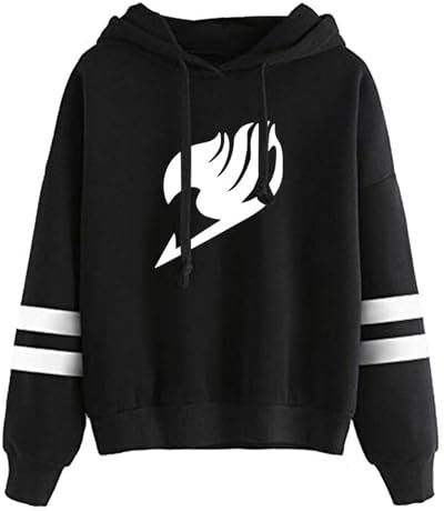 Fairy Tail Persönlichkeit Langarm Gestreifter Pullover Anime Lässig Mit Kapuze Cartoon Preppy Style Hochwertige Sweatwear (Color 01,3XL)