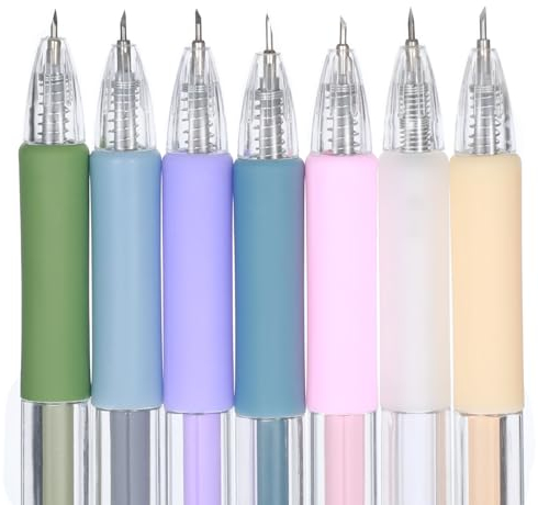 Dimeho Messer Pen Handwerk Schneidwerkzeuge, 7 PCS Schneidestift Cutter für DIY Art Work Cutting, Einziehbar Präzisions Kunst-Allzweck-Hobbymesserstift für Heimwerker Basteln Scrapbooking
