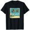 Tropischer Strand mit Palmen Landschaft Vintage Grafik T-Shirt