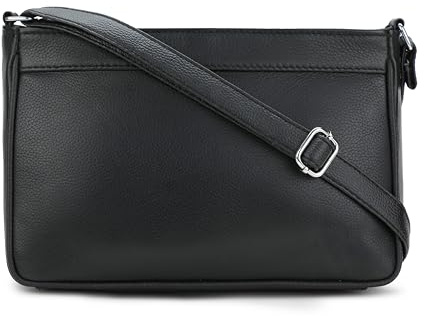 Hudson & James Designer Genuine Leather Women Ladies Travel Satchel Everyday Crossover Cross body Work Mobile Shoulder Handbag Bag (Black)