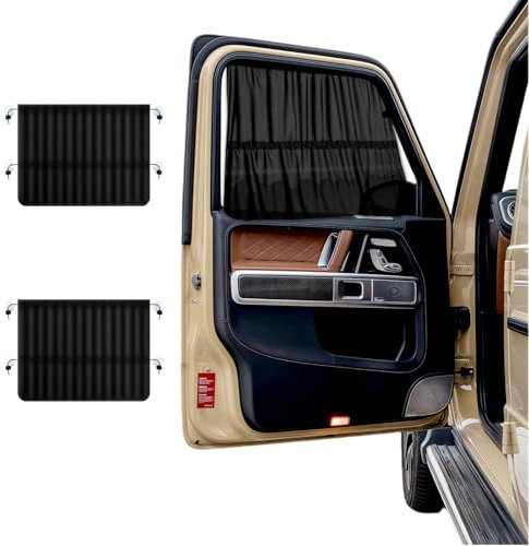 2 pièces Tissu Pare-Soleil pour bébé Pare-Soleil pour fenêtres de Voiture pour Enfants équipé de 4 ventouses 65 * 50cm Noir Semi-Transparent