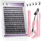 Cexovo 280 Piezas Kit Pestañas Pelo a Pelo DIY, Kit Pestañas Postizas Kit de Extensión de Pestañas,con Pinzas, Cepillo, Pegamento y Removedor,8-16mm,Juego de Pestañas Individuales para Principiantes