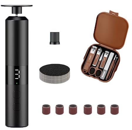 Elitzia 2-in-1 Elektrischer Hornhautentferner und Nagelpolieren, mit 7-teiligem Nagelknipser-Set, Fußschleifer, Hornhautentferner, 3 Geschwindigkeiten, verstellbares Nagelpflegewerkzeug für den