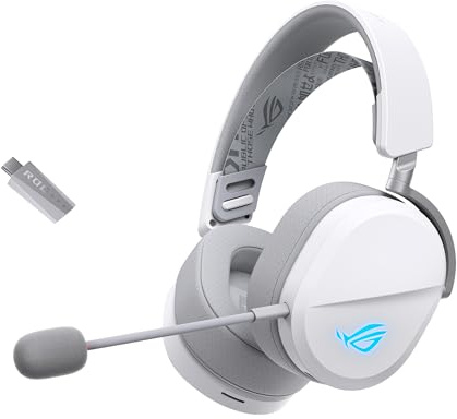 ASUS ROG Pelta Kabelloses Gaming-Headset mit abnehmbarem Mikrofon – Tri-Mode (BT, 2,4 GHz, USB-C) 50 mm Titanbeschichtete Treiber, 70 Stunden Akku, ergonomisch, leicht, für PC, PS5, PS4, Switch
