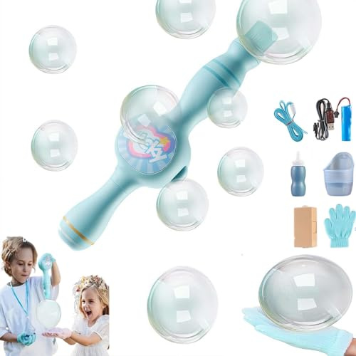Blasen-Nebelstab, magischer Nebelblasen-Zauberstab, Rauchblasen-Maschine, mit bunten elastischen Blasen und Rauch-Effekt, verbessert Eltern-Kind- und sozialen Spaß (blau)
