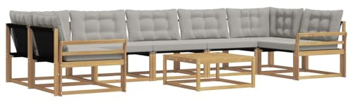 vidaXL Outdoor-Sofagarnitur 8 pcs Weiß und Hellgrau 79 x 79 x 37 cm, Moderne Garten-Sofaset, wetterfeste Möbel, schicke Kollektion, bequemes Loungesofa für die Terrasse