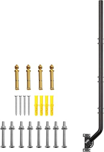 53in Heavy Duty Aerial Mast, Adjustable J Pole Antenna Wall Bracket | 53in iron mast for TV aerials, weather stations and WiFi bridges; 3-screw lock, 1.38in OD, Starlink adapter required