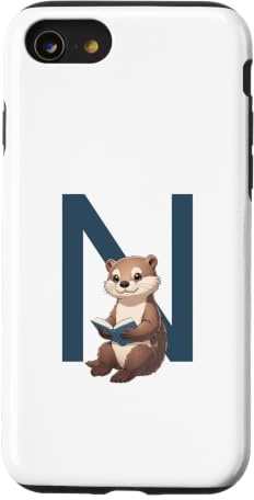 Hülle für iPhone SE (2020) / 7/8 Otter mit Buchstabe N und Buch