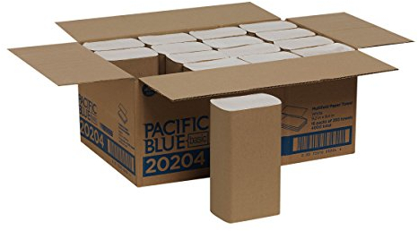 Pacific Blue Basic Multifold Papierhandtücher (zuvor Markenanerkennung) von GP PRO (Georgia-Pacific), Weiß, 20204, 250 Handtücher pro Packung, 16 Packungen pro Etui, (16 Packungen, 250 pro Packung)