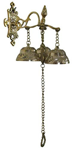 Antique Style Shopkeepers Triple Bell ~ Brass Store Doorbell