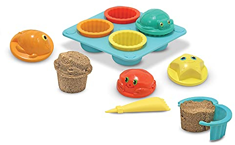 Melissa & Doug Sunny Patch Seaside Sidekicks Sand Cupcake Play Set (Beach and Sandbox Toy, 12 Pieces)
