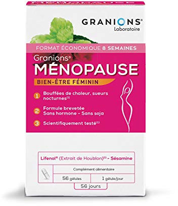 Ménopause gélules Granions | Traitement Anti Bouffées de Chaleur | Testé et Approuvé pour la Pré-Ménopause et la Ménopause - Soulage tous les symptômes | Sans hormone, sans soja | Marque FR|56 gélules