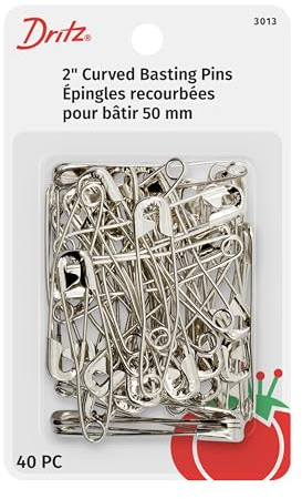 Dritz 3013 Curved Basting Safety Pins, Size 3 (40-Count), Nickel