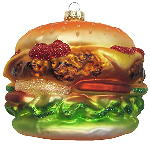 Krebs Glas Lauscha - Weihnachtsdekoration/Christbaumschmuck aus Glas - Weihnachtsbaumanhänger - Motiv: Burger - Größe: ca. 9 cm