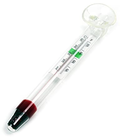 SunSun WDJ-02 Aquarium Thermometer -1–43 °C / 35–105 °F analoges Glasthermometer mit Saugnapf für Aquarium Temperatur, Terrarium oder Gewächshaus