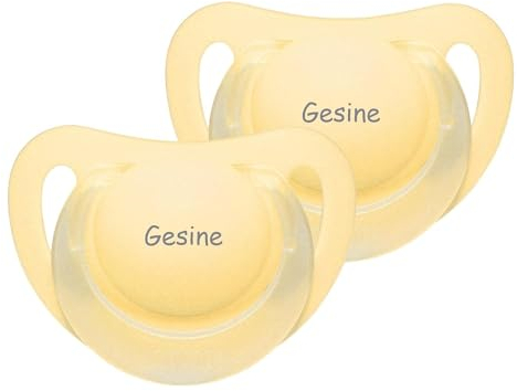 Namensschnuller - NUK Starlight Schnuller mit Namen - Silikon Größe 1 - gelb - 2er Set
