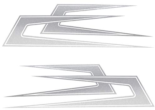 2er Set Zacken Scallops Ornamente LKW Aufkleber Fahrzeugdekor Dekor selbstklebend von Finest-Folia Sticker Dach (KX023) (Silbergrau Metallic)