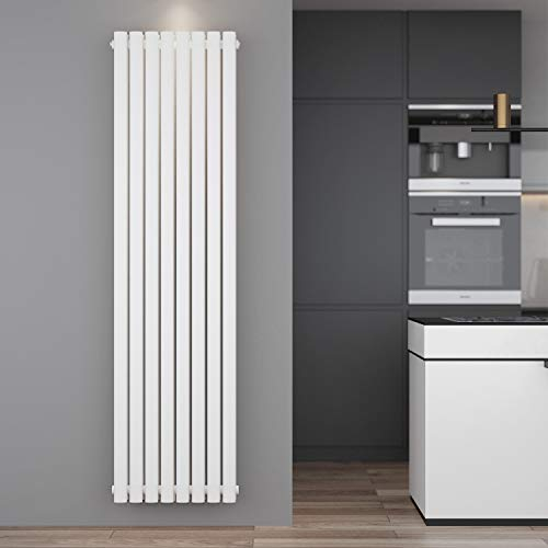 ELEGANT Heizkörper Vertikal 1800x472mm Weiß Röhrenheizkörper Badheizkörper Mittelanschluss Doppellagig