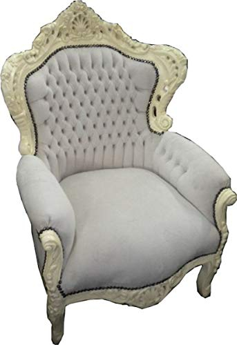 Casa Padrino Barock Sessel King Creme/Creme mit Samtstoff 85 x 85 x H. 120 cm - Limited Edition
