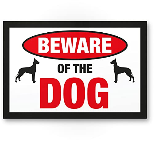 Komma Security Beware of the dog - Hunde Schild Hinweisschild Gartentor Gartenzaun - Türschild Haustüre Warnschild Abschreckung Einbruchschutz - Vorsicht Achtung Hund