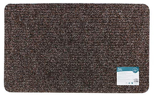 JVL 01-229BR Delta Ribbed Lightweight Indoor Entrance Door Mat, Brown, 80 x 50 cm