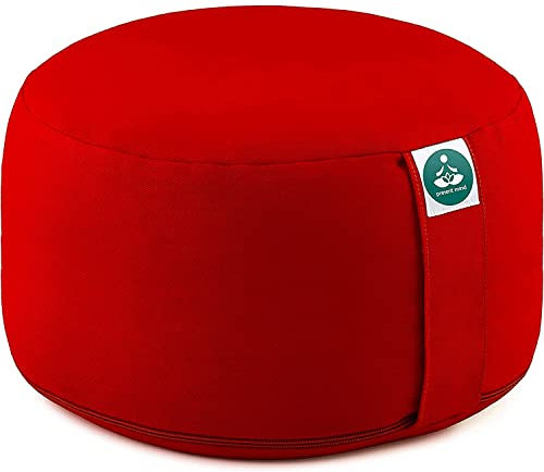 Present Mind (Sitzhöhe 16 cm) Sand Rund Zafu Yoga Kissen für Yin Yoga gemacht aus Baumwolle Füllung - 100% Natürliches Yoga Block Made in EU mit Bezug Waschbar