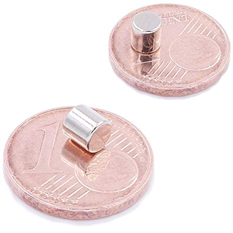Brudazon | 10 Mini Scheiben-Magnete 4x4mm | N52 stärkste Stufe - Neodym-Magnete ultrastark | Power-Magnet für Modellbau, Foto, Whiteboard, Pinnwand, Kühlschrank, Basteln | Magnetscheibe extra stark