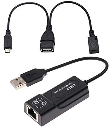Ethernet Adapter and USB to Micro USB Cable for Media Streaming Devices - for Fire Sticks 2nd and TV 3rd Generation