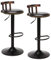 UNHO Tabouret Bar Industriel, Chaise de Bar en Cuir PU Lot de 2 Chaise Haute Cuisine Hauteur Réglable Tabouret Haut Vintage avec Dossier et Repose-Pieds (Noir)