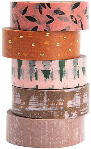 Rico Design Tape Set Struktur -1,5 cm x 10m - 5 Tape Set Rollen - ideal zum Basteln und für DIY-Projekte