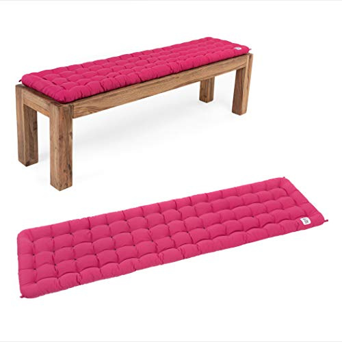HAVE A SEAT Luxury - Bankauflage für Sitzbank, bequemes Bank Sitzpolster, waschbar bei 95°C, Pflegeleichte Sitzauflage, Made in Germany (140 x 40 cm, Hot-Pink)