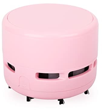 FineInno Mini Crumb Vacuum Cleaner Portable Desktop Sweeper Handheld Cordless Multifunction Cleaning for Home,Office, Cars，Pet Hairs No Battery Included (Pure Pink)